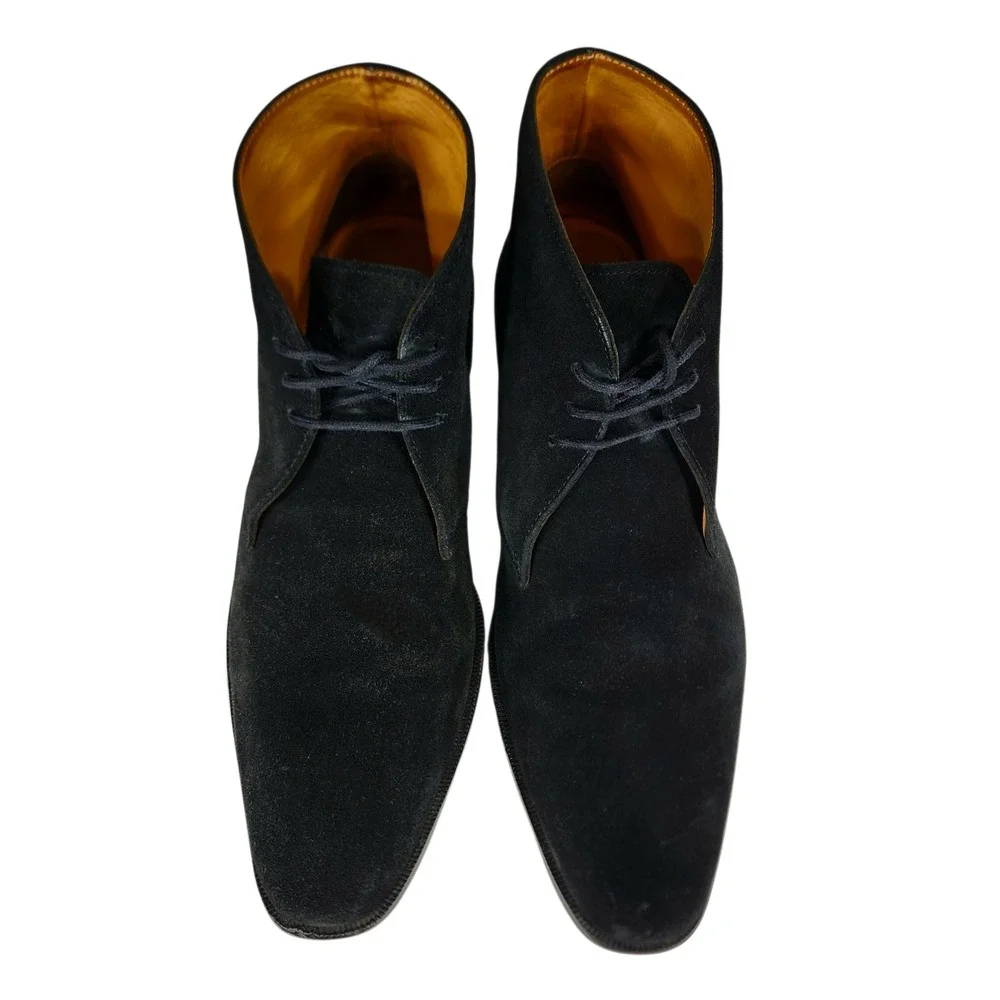 Carlos by Carlos Santana Chukka Boots sz 11 Men Black Suede Leather Lace Up READ